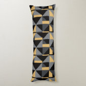 Coussin Long Géométrie | Noir, Or Style Artisanal Lichaamskussen (Achterkant (Verticaal))