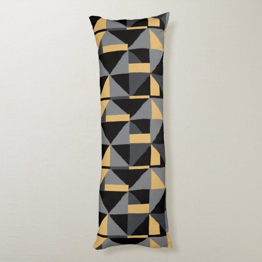 Coussin Long Géométrie | Noir, Or Style Artisanal Lichaamskussen (Achterkant (Verticaal))