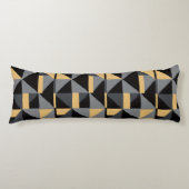 Coussin Long Géométrie | Noir, Or Style Artisanal Lichaamskussen (Voorkant)