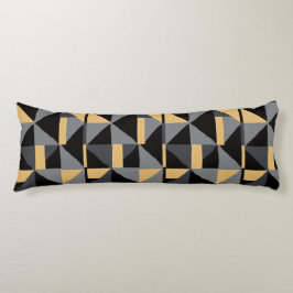 Coussin Long Géométrie | Noir, Or Style Artisanal Lichaamskussen