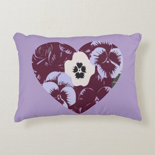 Coussin Rectangulaire Cœur de Violettes Accent Kussen (Voorkant)