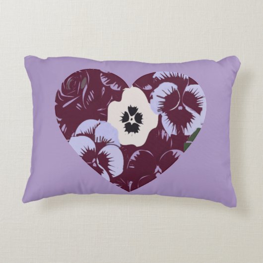 Coussin Rectangulaire Cœur de Violettes Accent Kussen (Achterkant)