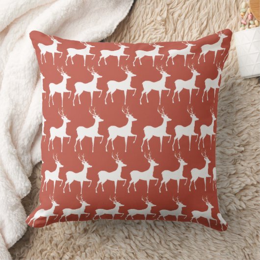 Coussin Red Reindeer Pattern Square Christmas Thro Kussen (Deken)