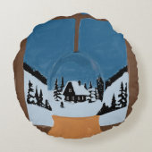 Coussin Rond Décoratif Hivernal - Boule à Neige Rond Kussen (Achterkant)