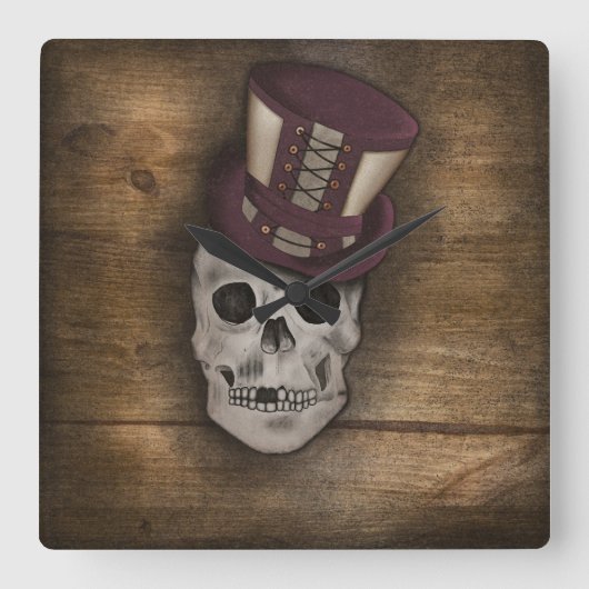 Coussin Steampunk Vierkante Klok (Voorkant)