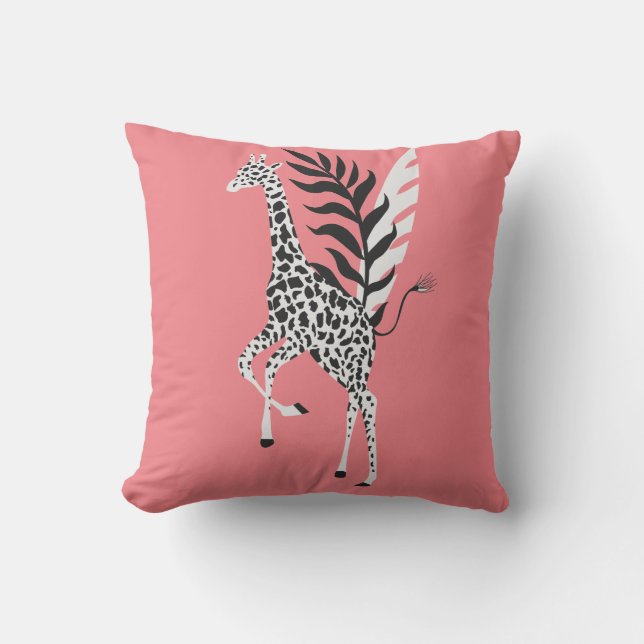 Coussin wildlife friendship - pink Giraffe cushion Kussen (Voorkant)