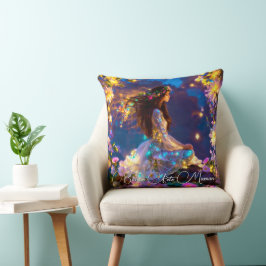 Coussio Déesse in de binnenplaats, bruine bloemen Kussen
