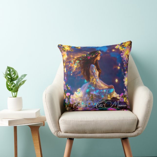 Coussio Déesse in de binnenplaats, bruine bloemen Kussen (Stoel)