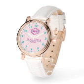 Coustom name elegant monogram pink horloge (Hoek)