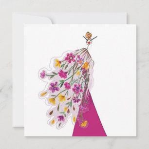 Couture bloemjurk Glam mode kunstkaart Kaart