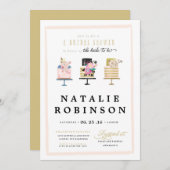 Couture Cake Bruidsdouche Uitnodiging - goud (Voorkant / Achterkant)