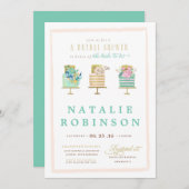 Couture Cake Bruidsfeest Uitnodiging - blauw (Voorkant / Achterkant)