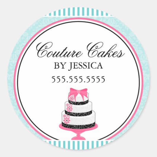 Couture Cakes Aqua Bakkerij Box Seals Ronde Sticker (Voorkant)