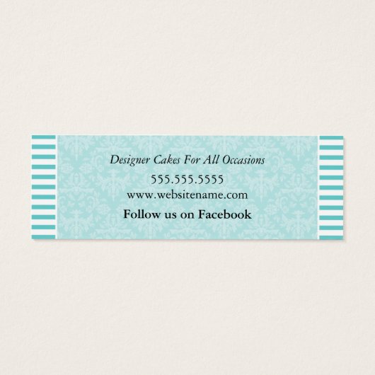 Couture Cakes Bakkerij Aqua Hang Labels Mini Visitekaartjes (Achterkant)