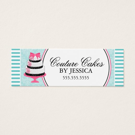 Couture Cakes Bakkerij Aqua Hang Labels Mini Visitekaartjes (Voorkant)