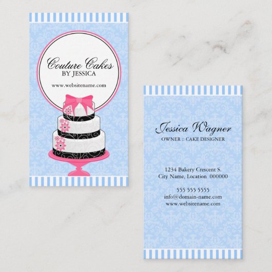 Couture Cakes Bakkerij Blauw Visitekaartje (Voorkant / Achterkant)