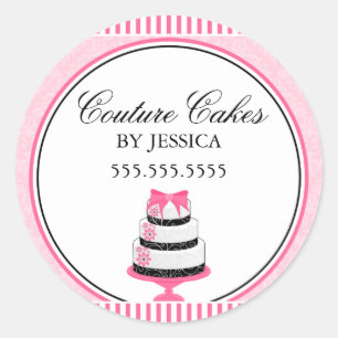 Couture Cakes Roze Bakkerij Box Seals Ronde Sticker