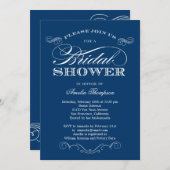 Couture Elegance Bridal Shower Invitation - marine Kaart (Voorkant / Achterkant)