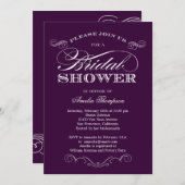 Couture Elegance Bridal Shower Invitation - Paars Kaart (Voorkant / Achterkant)