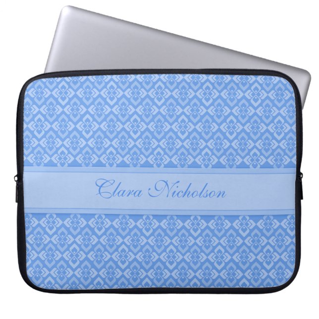 Couture geïnspireerd op blauw 15-inch laptophoesje laptop sleeve (Voorkant)