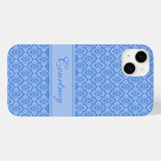 Couture geïnspireerd op naam blauw gepatterd Case-Mate iPhone case (Achterkant (horizontaal))