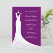 Couture Gown Bridal Shower Invitation (Paars) Kaart (Staand voorkant)
