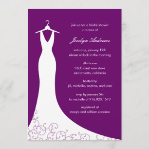 Couture Gown Bridal Shower Invitation (Paars) Kaart