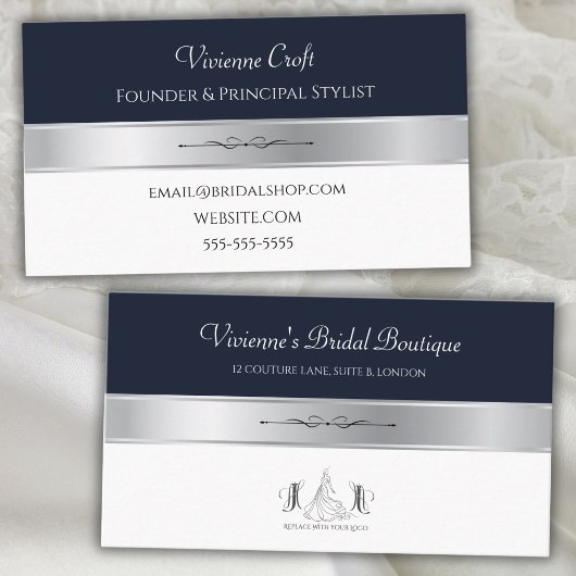 Couture Midnight Blue Bruidssalon Visitekaartjes