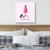 Couture Roze Jurk met jouw naam - Canvas Afdruk (Insitu (Slaapkamer))