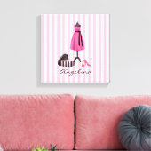 Couture Roze Jurk met jouw naam - Canvas Afdruk (Insitu (Woonkamer))
