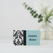 Couture Salon Damask Blue Visitekaartje (Staand voorkant)