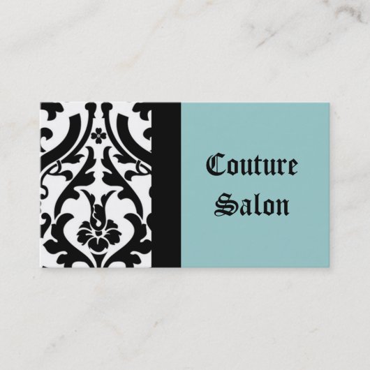 Couture Salon Damask Blue Visitekaartje (Voorkant)