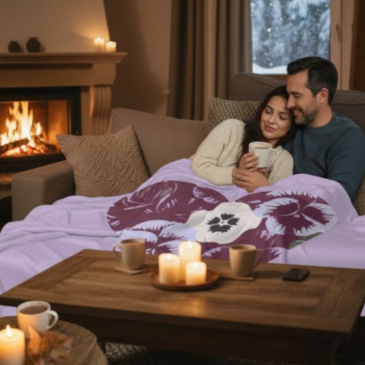Couverture Polaire Douceur "Cœur de Violettes"  Fleece Deken