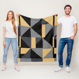 Couverture Polaire Géométrie Noir, gris et or Fleece Deken