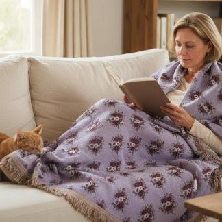 Couverture Tissée bouquet de Violettes Deken