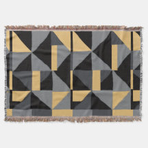 Couverture Tissée Géométrie Noir, gris et or