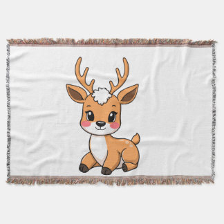 Couverture Tissée Petit Cerf Kawaii Deken