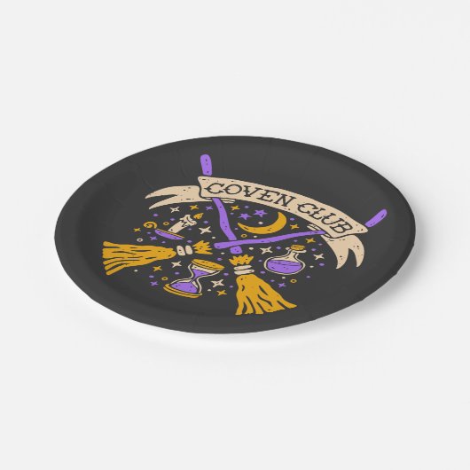 Coven Club Halloween Witch Night Sky Papieren Bordje (Gekanteld)