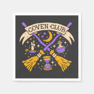 Coven Club Halloween Witch Night Sky Servet