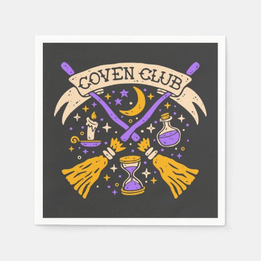 Coven Club Halloween Witch Night Sky Servet (Voorkant)