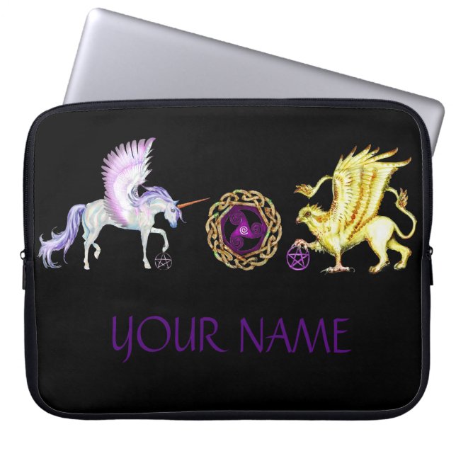 Coven Symbol Spiral Essence Unicorn Griffon Celtic Laptop Sleeve (Voorkant)