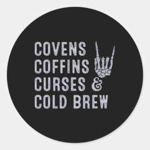 Covens Coffins vloeken Cold Brew Herfst Halloween Ronde Sticker