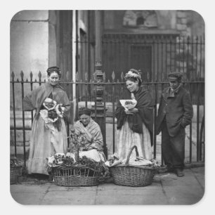 Covent Garden Flower Women uit 'Street Life in L' Vierkante Sticker