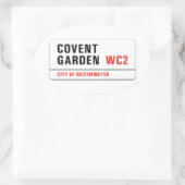 Covent Garden, London Street Sign Ovale Sticker (Tas)