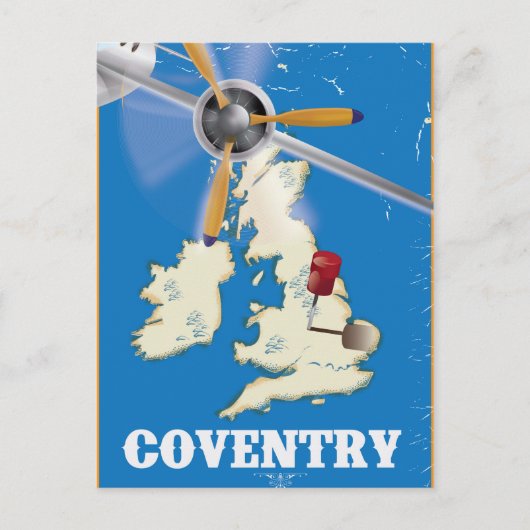 Coventry vintage reis poster briefkaart (Voorkant)