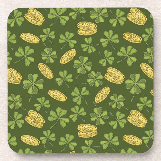 Cover Leaf & Gold Coin Pattern Bier Onderzetter (Voorkant)