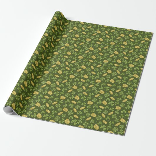 Cover Leaf & Gold Coin Pattern Cadeaupapier (Uitgerold)