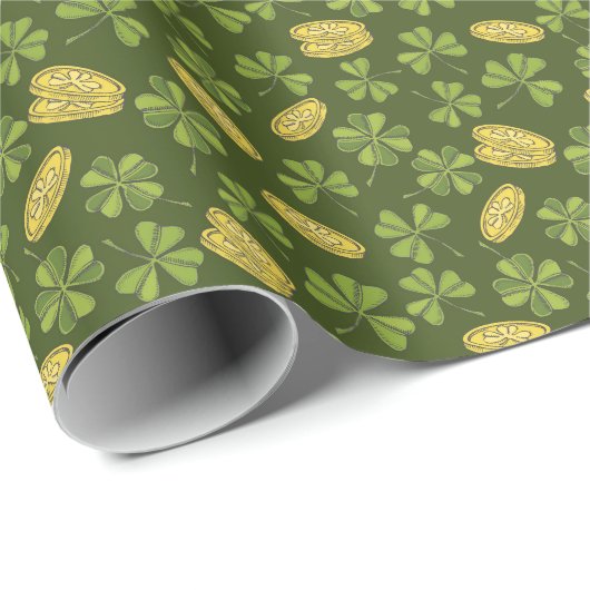 Cover Leaf & Gold Coin Pattern Cadeaupapier (Rol Hoek)