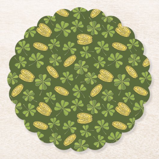 Cover Leaf & Gold Coin Pattern Kartonnen Onderzetters (Voorkant)