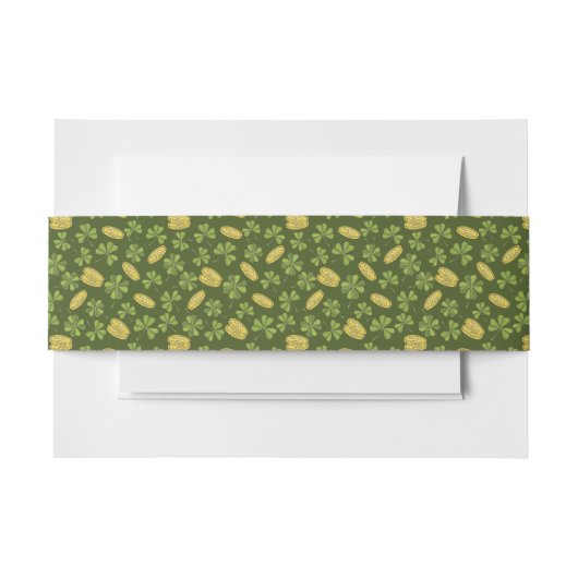 Cover Leaf & Gold Coin Pattern Uitnodigingen Wikkel (Voorkant Voorbeeld)